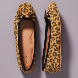 NWOB Soludos Suede Darby Ballet Flats from Anthropologie, Leopard Print, Size 7